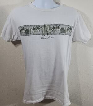 White Green Merida Mexico Surfboard Graphic Print Shirt Small Lightweight Soft